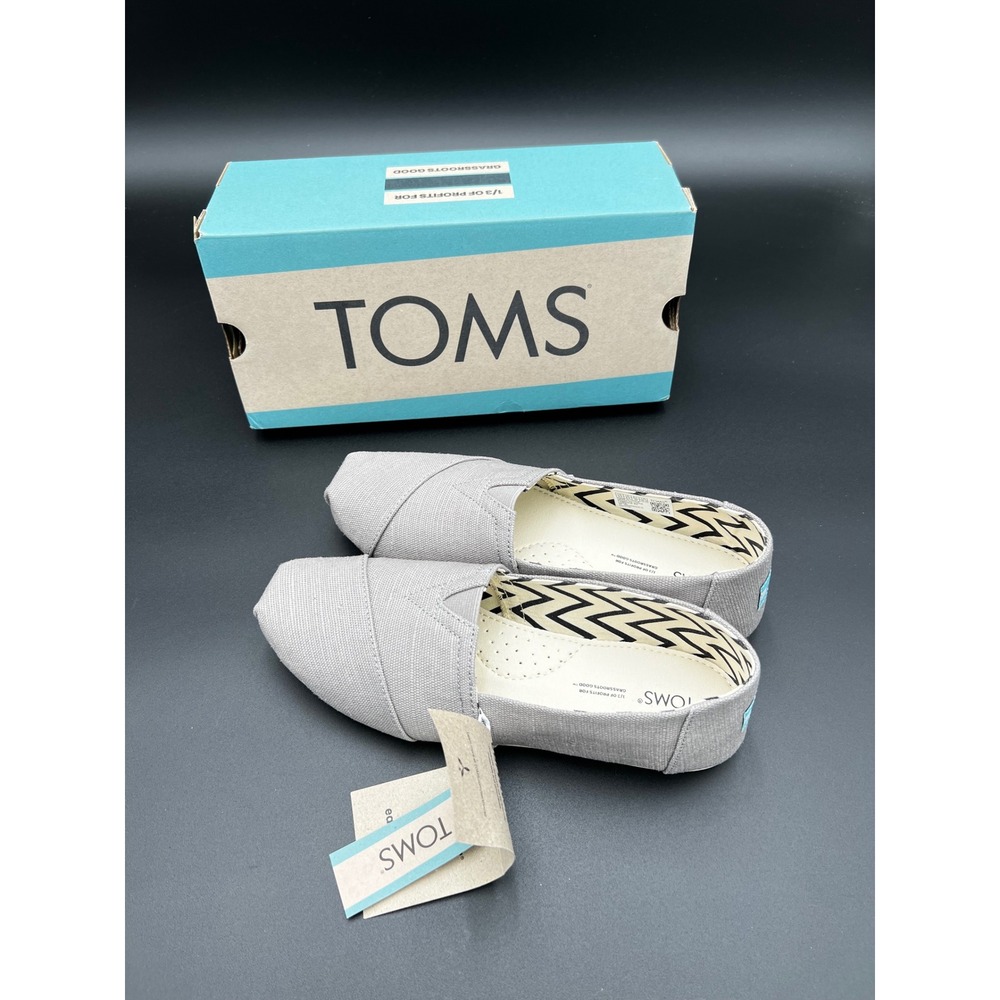 TOMS Alpargata Morning Dove Heritage Canvas Grey Slip On Flats Shoes 8.5 NEW